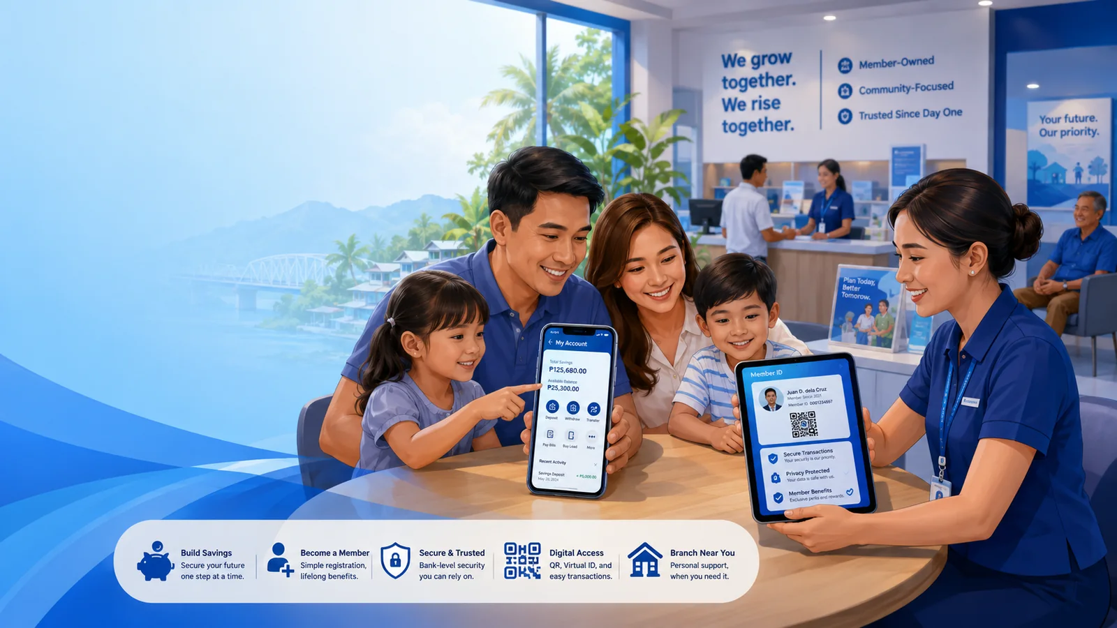 Filipino family receiving cooperative branch support